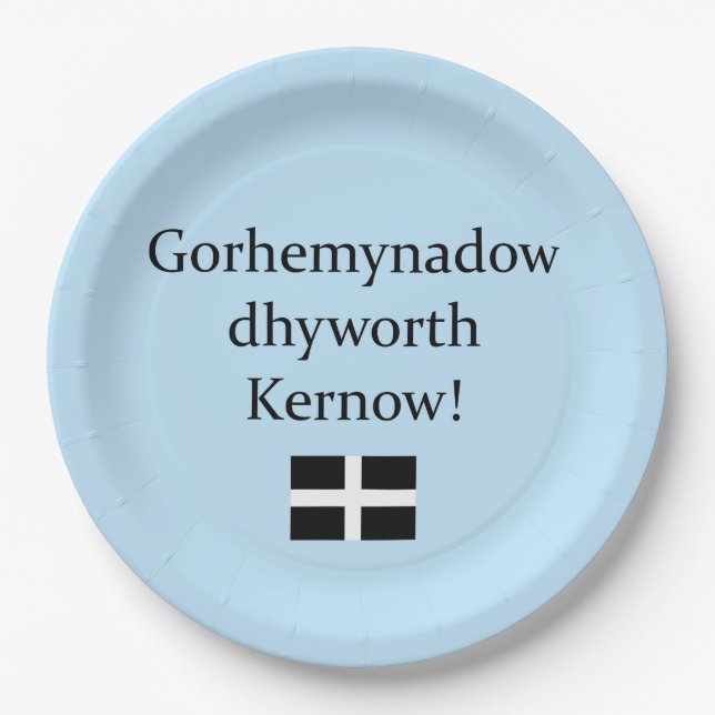 Greetings from Cornwall in Cornish Language Paper Plate (Front)