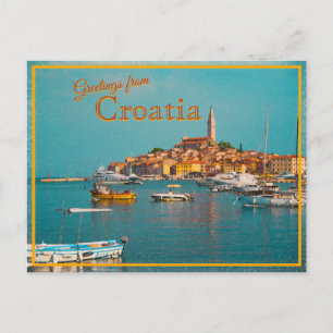 Greetings From Croatia Vintage Postcard