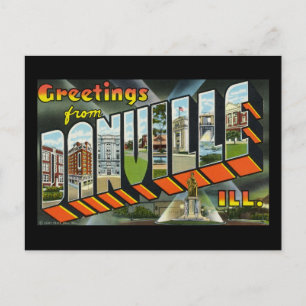 Greetings from Danville Illinois Postcard