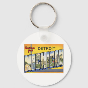 Greetings From Detroit Michigan Key Ring