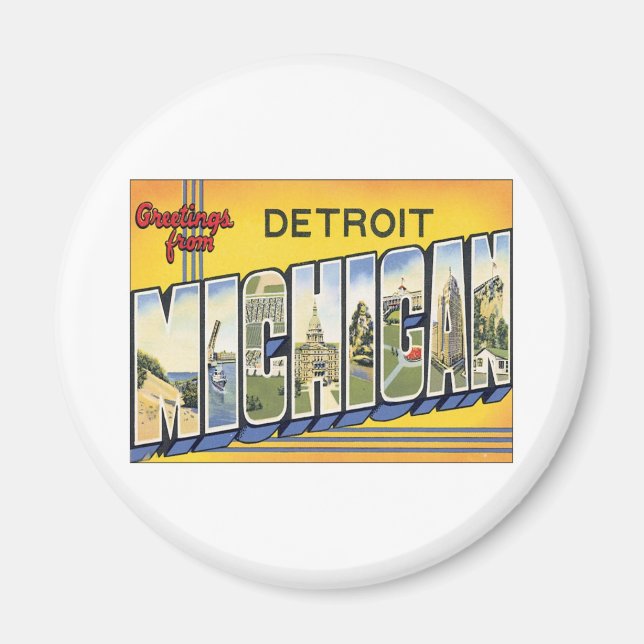 Greetings From Detroit Michigan Magnet (Front)