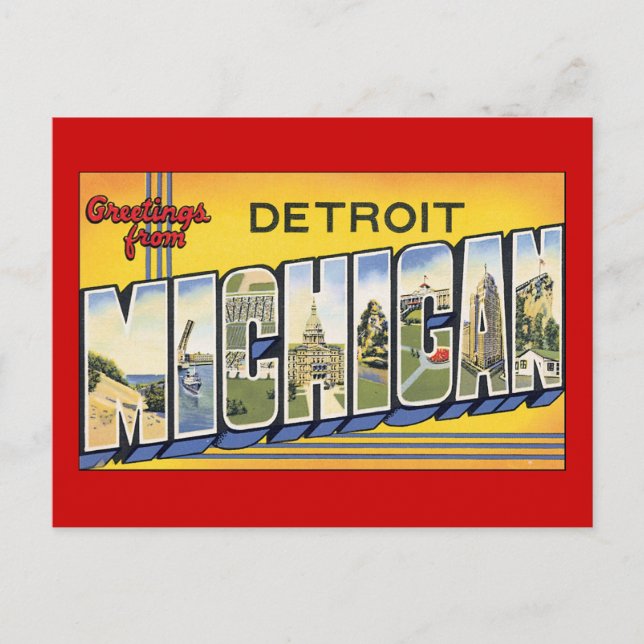Greetings from Detroit Michigan Postcard (Front)