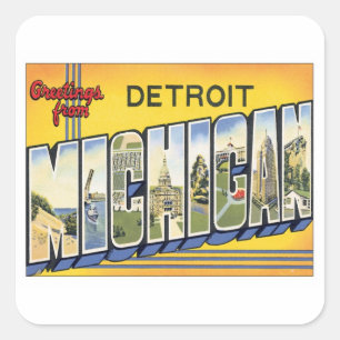 Greetings From Detroit Michigan Square Sticker