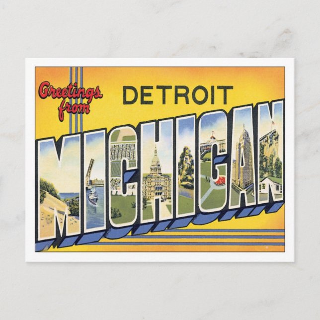 Greetings From Detroit Michigan USA Postcard (Front)