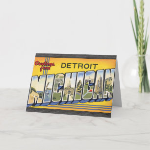 Greetings From Detroit Michigan, Vintage Card