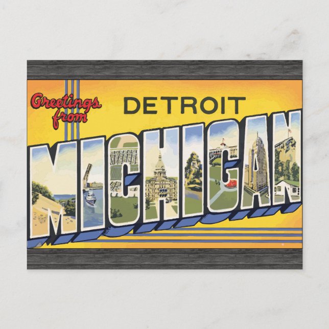 Greetings From Detroit Michigan, Vintage Postcard (Front)