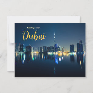 Greetings from Dubai City Postcard Scenic Skyline