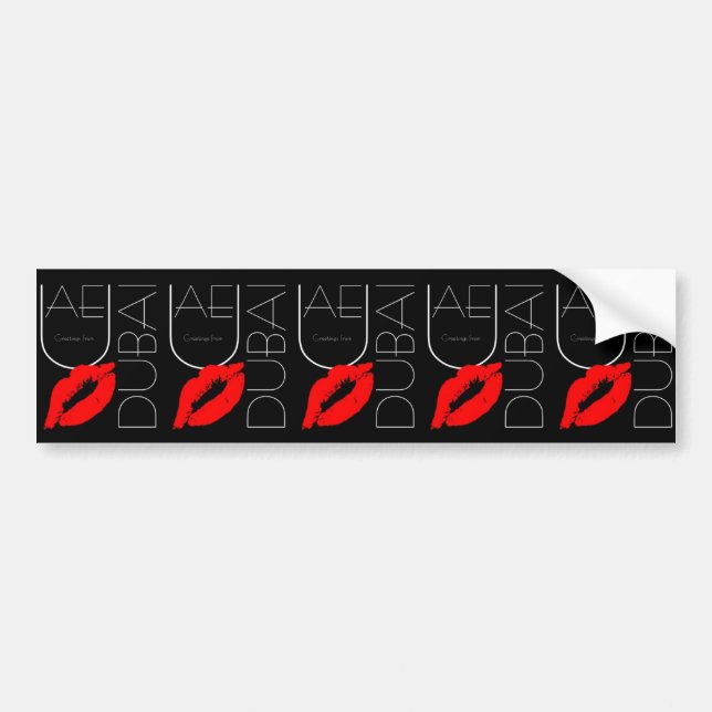Greetings from Dubai UAE Red Lipstick Kiss Bumper Sticker (Front)