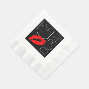 Greetings from Dubai UAE Red Lipstick Kiss Napkin