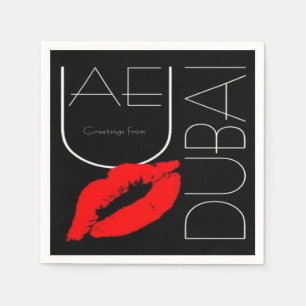Greetings from Dubai UAE Red Lipstick Kiss Napkin