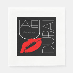 Greetings from Dubai UAE Red Lipstick Kiss Napkin