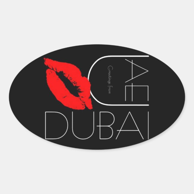 Greetings from Dubai UAE Red Lipstick Kiss Oval Sticker (Front)