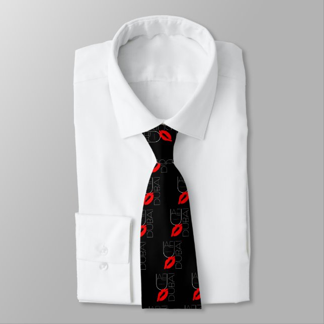Greetings from Dubai UAE Red Lipstick Kiss Tie (Tied)