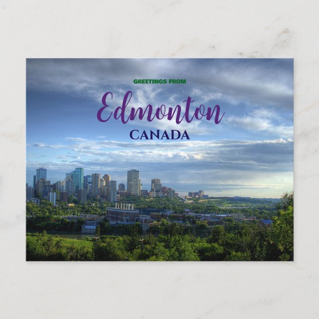 Greetings from Edmonton Canada Scenic Postcard (Front)