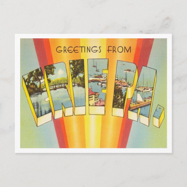 Greetings from Erie, Pennsylvania Vintage Travel Postcard (Front)