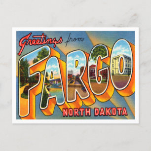 Greetings from Fargo, North Dakota Vintage Travel Postcard