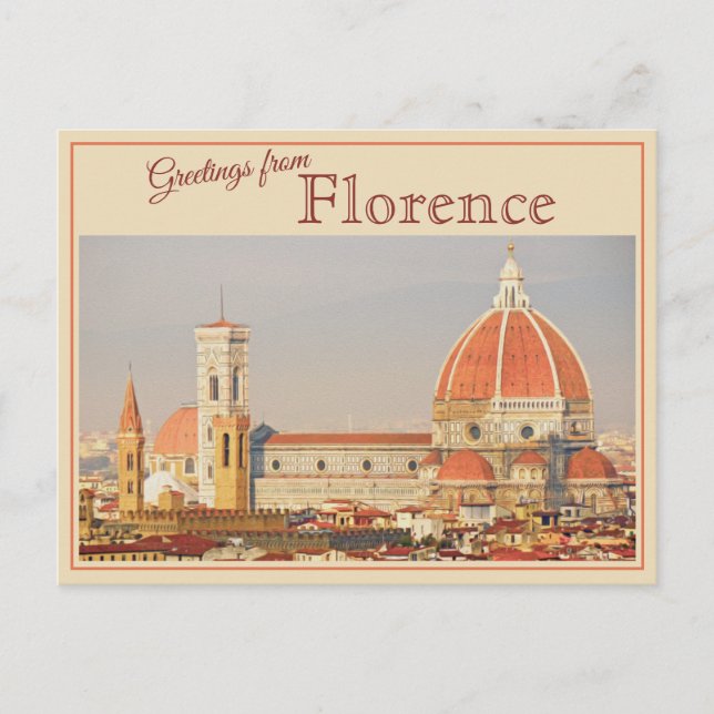 Greetings From Florence, Italy Vintage Postcard (Front)