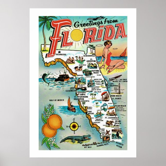 Greetings From Florida 20x28 Poster Print (Front)