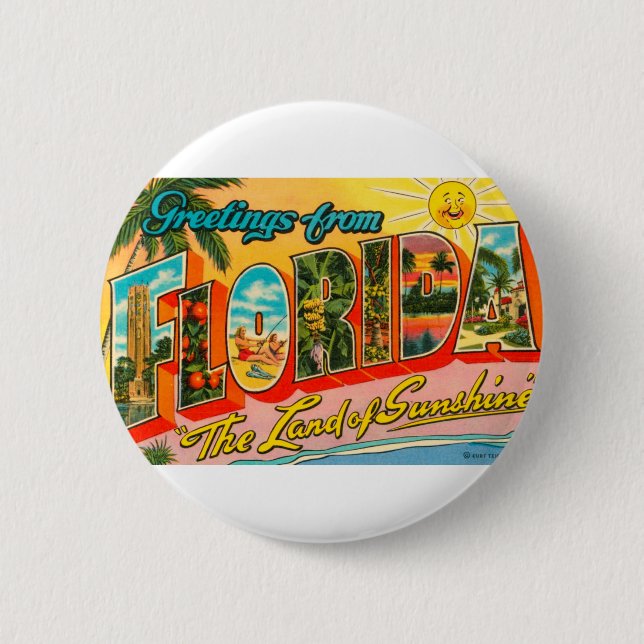 Greetings From Florida 6 Cm Round Badge (Front)