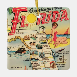 Greetings From Florida Ceramic Ornament