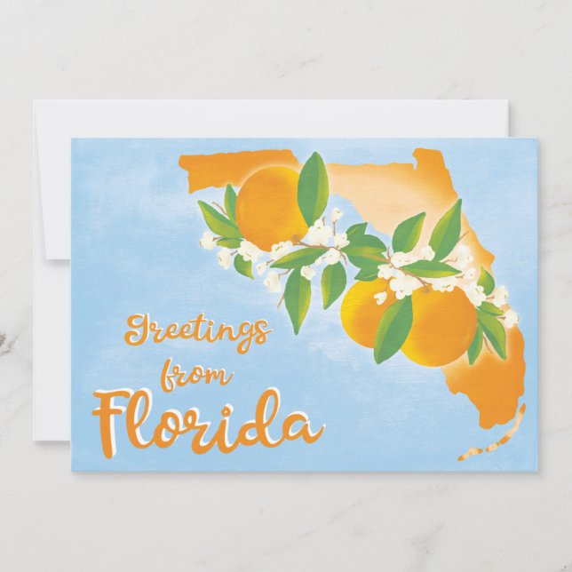 Greetings From Florida Floral Orange New Address Announcement (Front)