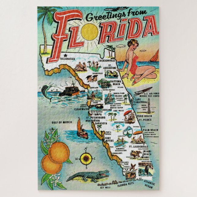 Greetings From Florida Jigsaw Puzzle (Vertical)