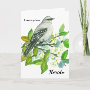 Greetings from Florida Mockingbird Blank Card