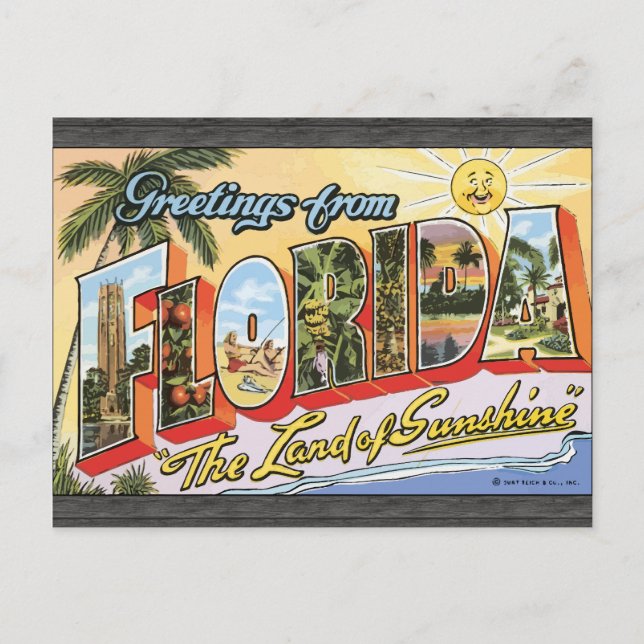 Greetings From Florida "The Land Of Sunshine", Vin Postcard (Front)
