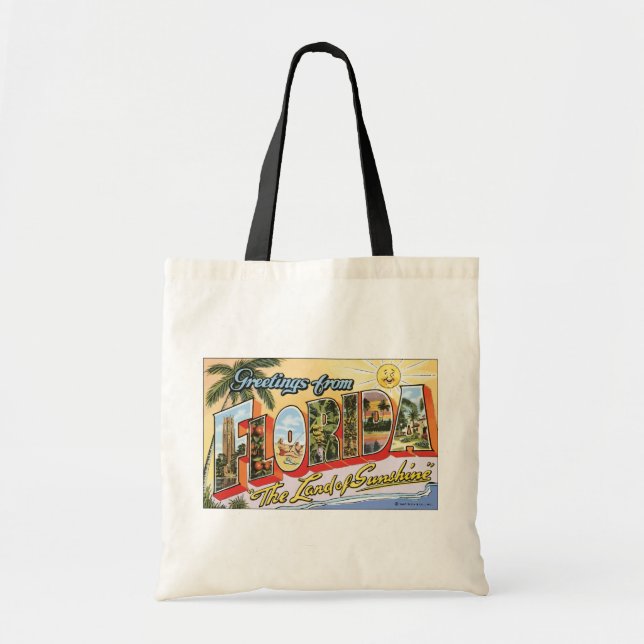 Greetings From Florida "The Land Of Sunshine", Vin Tote Bag (Front)