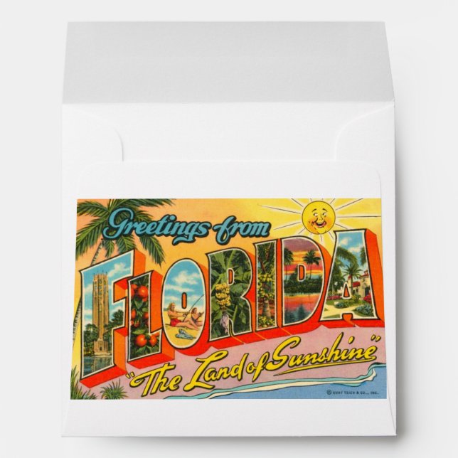 Greetings From Florida Vintage Postcard Envelopes (Back (Bottom))