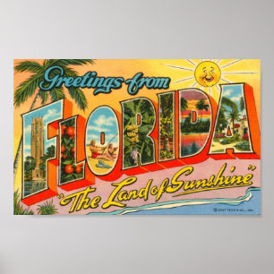 Greetings From Florida Vintage Postcard Poster