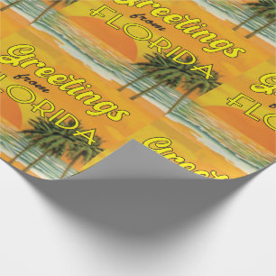 Greetings from Florida vintage sunset scene Wrapping Paper