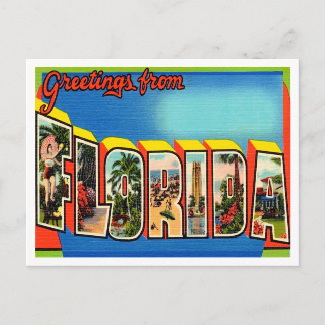 Greetings from Florida Vintage Travel Postcard (Front)