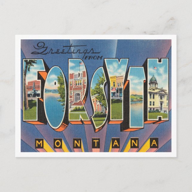 Greetings from Forsyth, Montana Vintage Travel Postcard (Front)