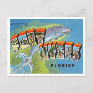 Greetings from Fort Myers, Florida Vintage Travel Postcard