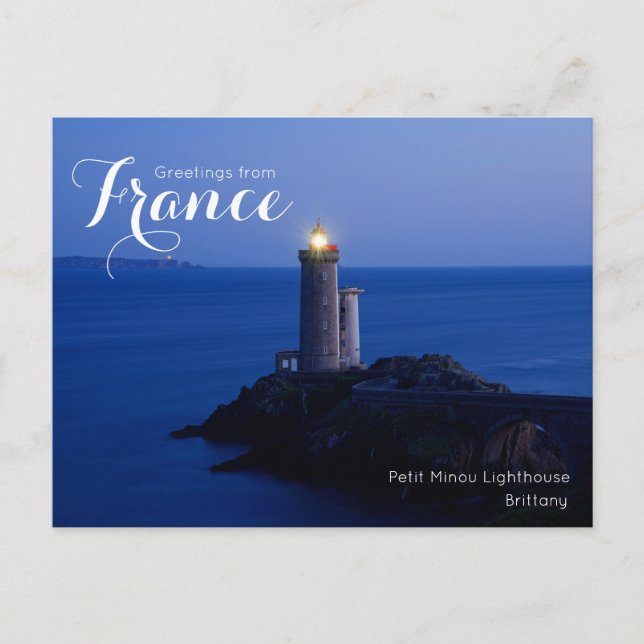 Greetings from France Petit Minou Lighthouse Card (Front)