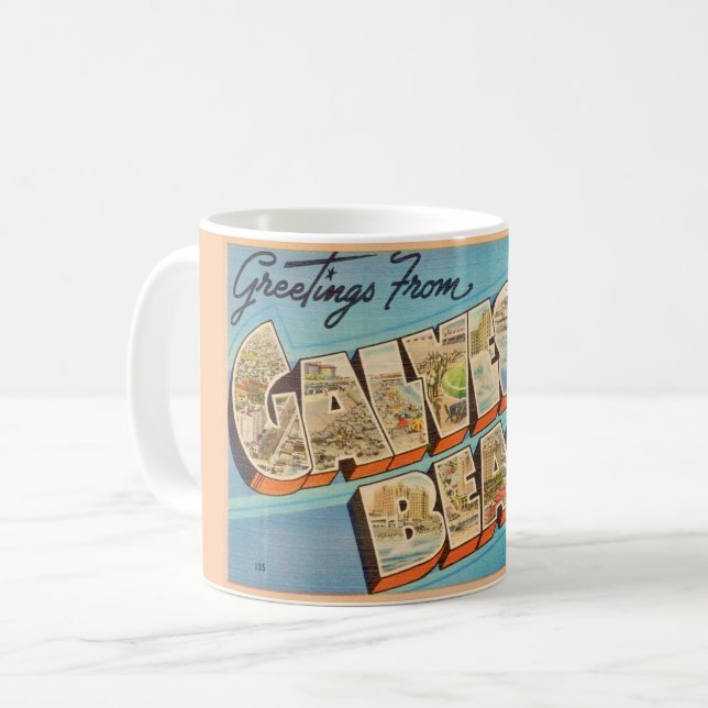  Greetings from Galveston Beach Coffee Mug (Front Left)