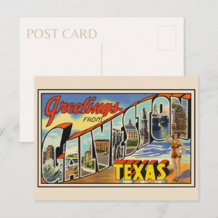 Greetings from Galveston Texas Vintage Postcard