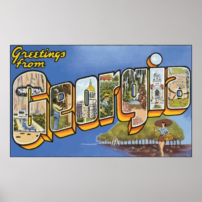 Greetings From Georgia, Vintage Poster (Front)