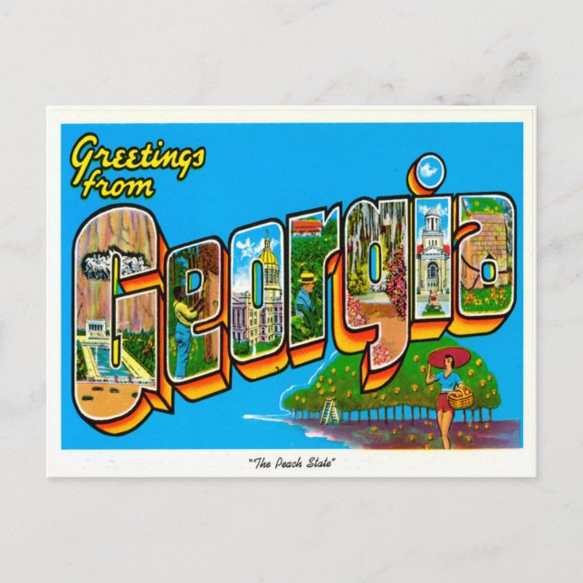 Greetings from Georgia Vintage Travel Postcard (Front)