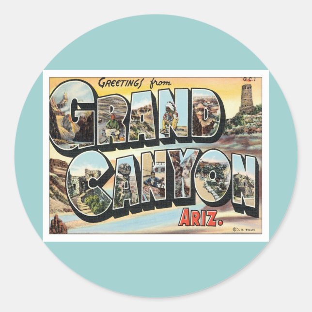 Greetings From Grand Canyon Arizona Classic Round Sticker (Front)