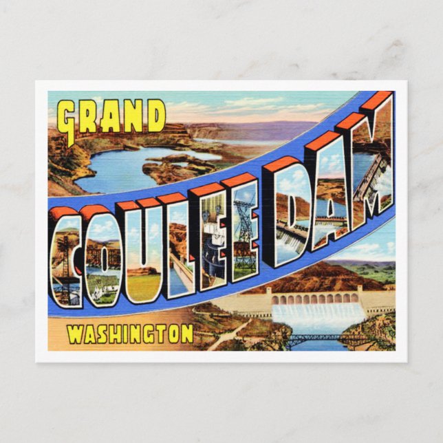 Greetings from Grand Coulee Dam, Washington Travel Postcard (Front)