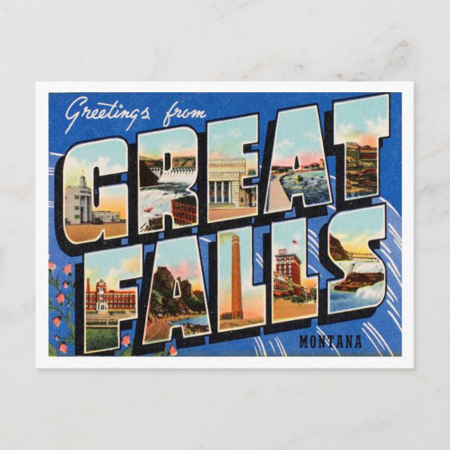 Greetings from Great Falls, Montana Vintage Travel Postcard (Front)