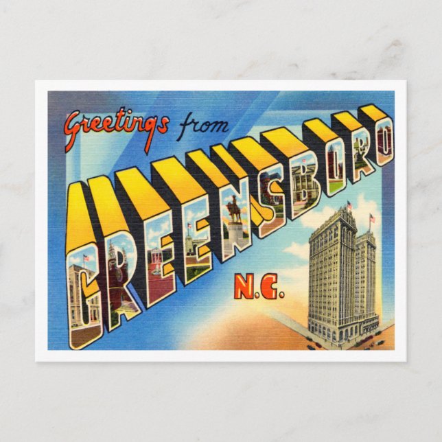 Greetings from Greensboro, North Carolina Travel Postcard (Front)
