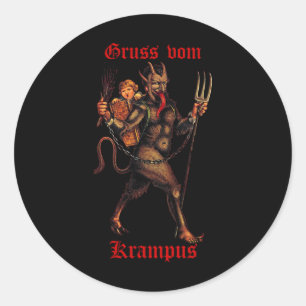 Greetings From Gruss Vom Krampus Christmas Festive Classic Round Sticker