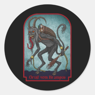 Greetings From Gruss Vom Krampus Christmas Festive Classic Round Sticker