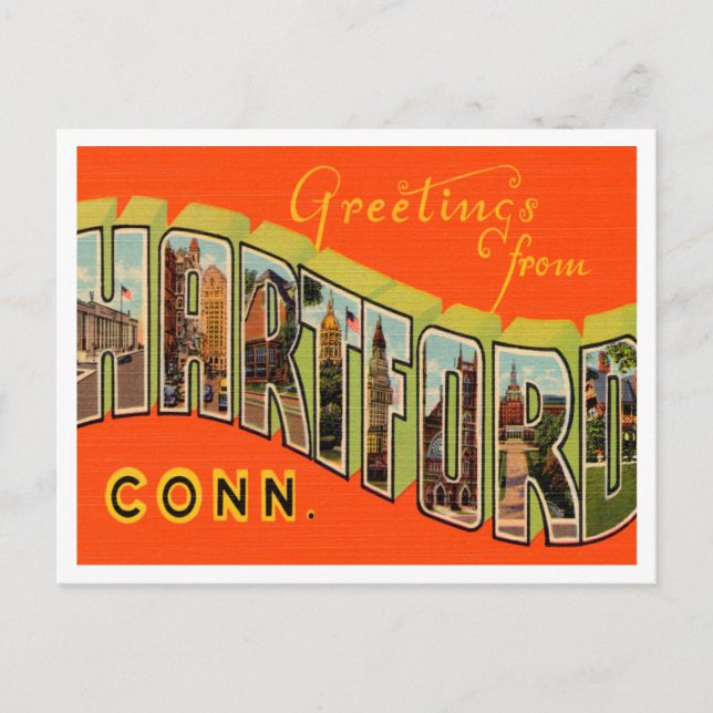 Greetings from Hartford, Connecticut Travel Postcard (Front)