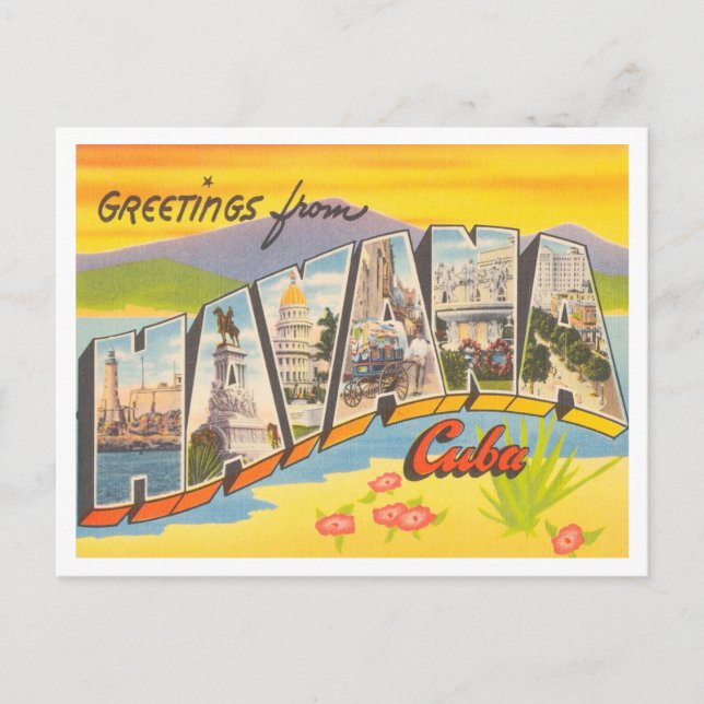 Greetings from Havana, Cuba Vintage Travel Postcard (Front)