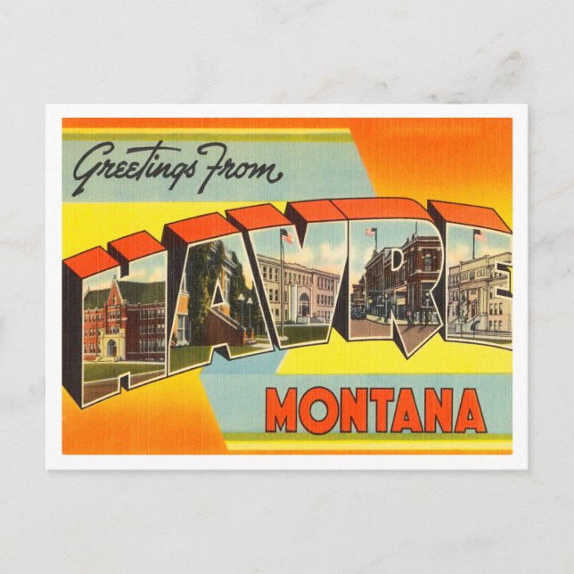 Greetings from Havre, Montana Vintage Travel Postcard (Front)