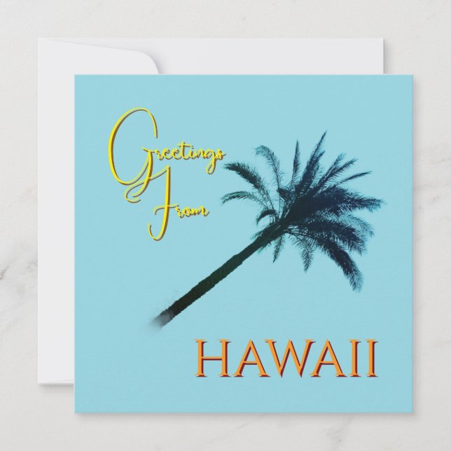 Greetings From Hawaii - Palm Trees Holiday Card (Front)